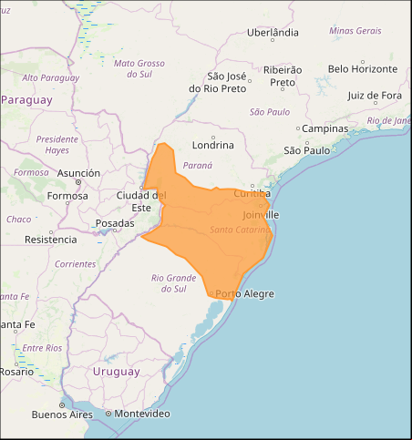 Mapa com alerta de acumulado de chuva nesta 5ª feira - Fonte: Inmet