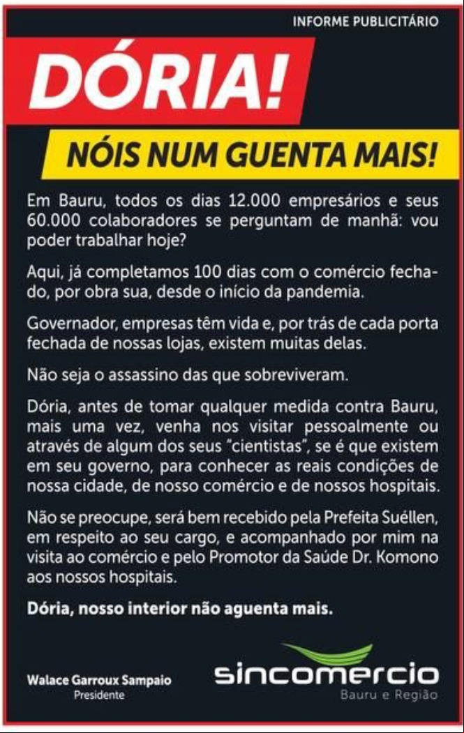 protesto contra doria em bauru
