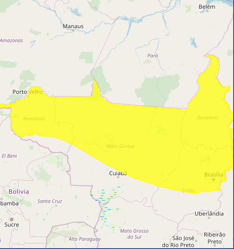 Mapa com alerta de chuvas intensas nesta 4ª feira - Fonte: Inmet