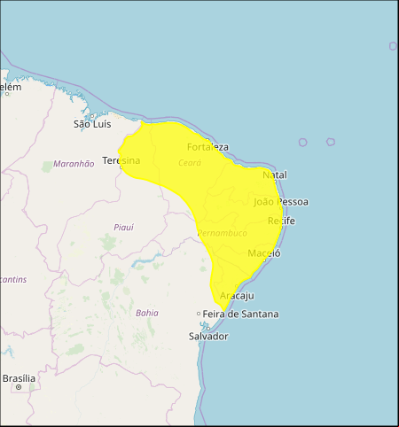 Mapa das áreas com alerta de chuvas intensas nesta 2ª feira - Fonte: Inmet
