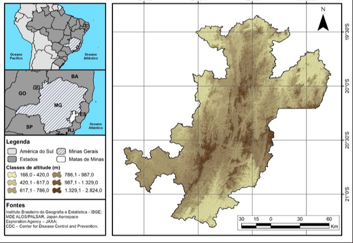 Localização da região das Matas de Minas