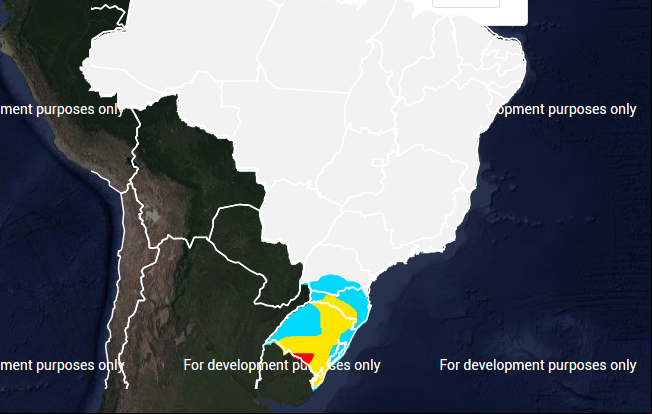 Mapa das áreas com alerta de geada na quinta-feira (04) em todo o Brasil - Fonte: Inmet