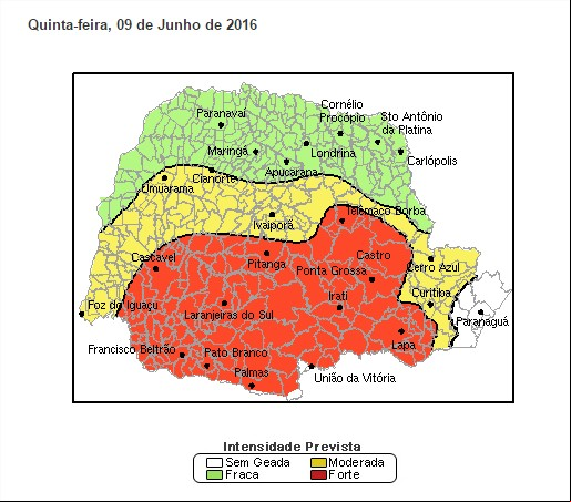 Geada no Paraná - Simepar