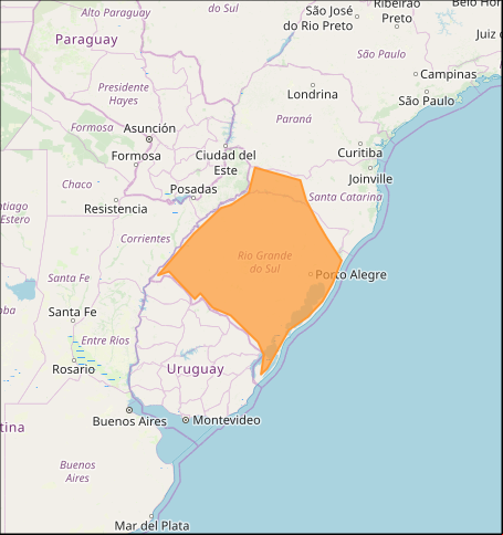 Mapa das áreas com alerta de tempestade nesta 3ª feira - Fonte: Inmet